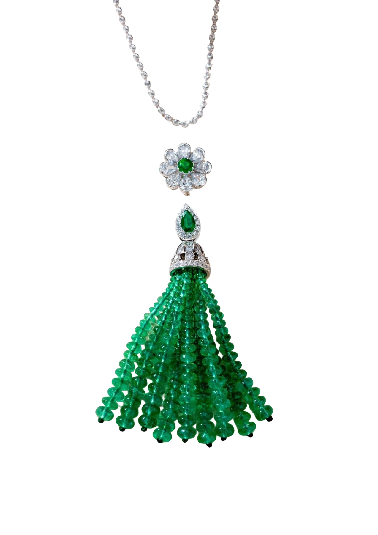 Emerald and Diamond Tassel Pendant Necklace · Handbag · Vera Buy