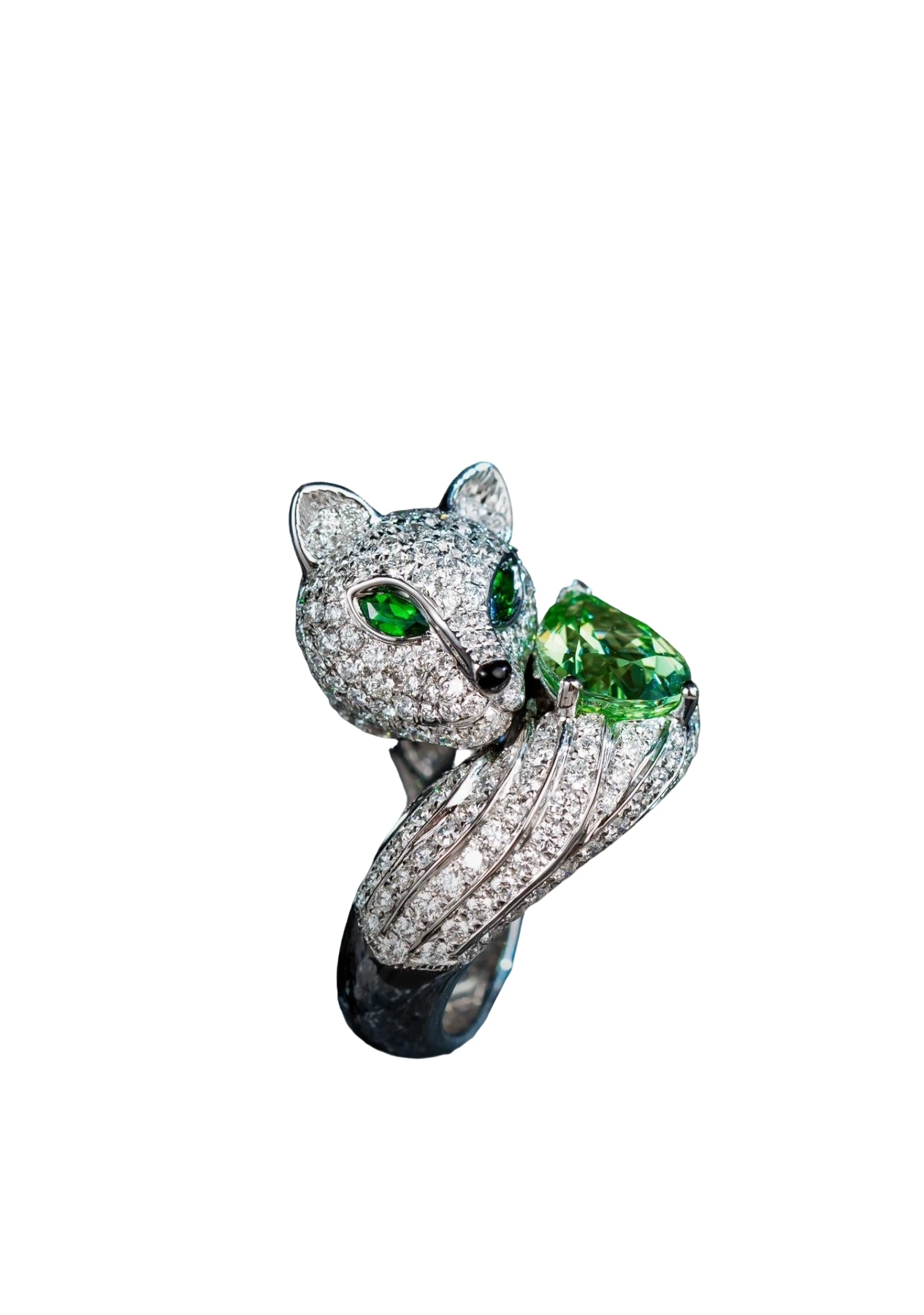 Garnet, Diamond and Tsavorite Fox Ring · Jewellery · Vera Buy