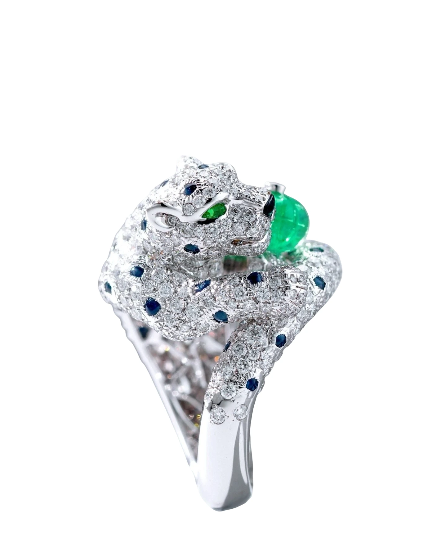Carved Emerald and Diamond Panther Ring detail image 5 · Vera Buy