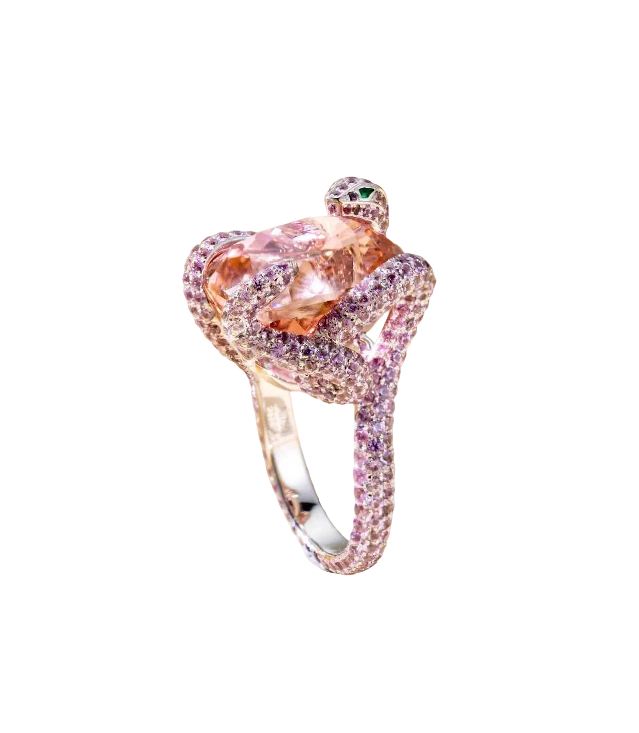 Pink Tourmaline, Pink Sapphire and Emerald Serpent Ring detail image 3 · Vera Buy