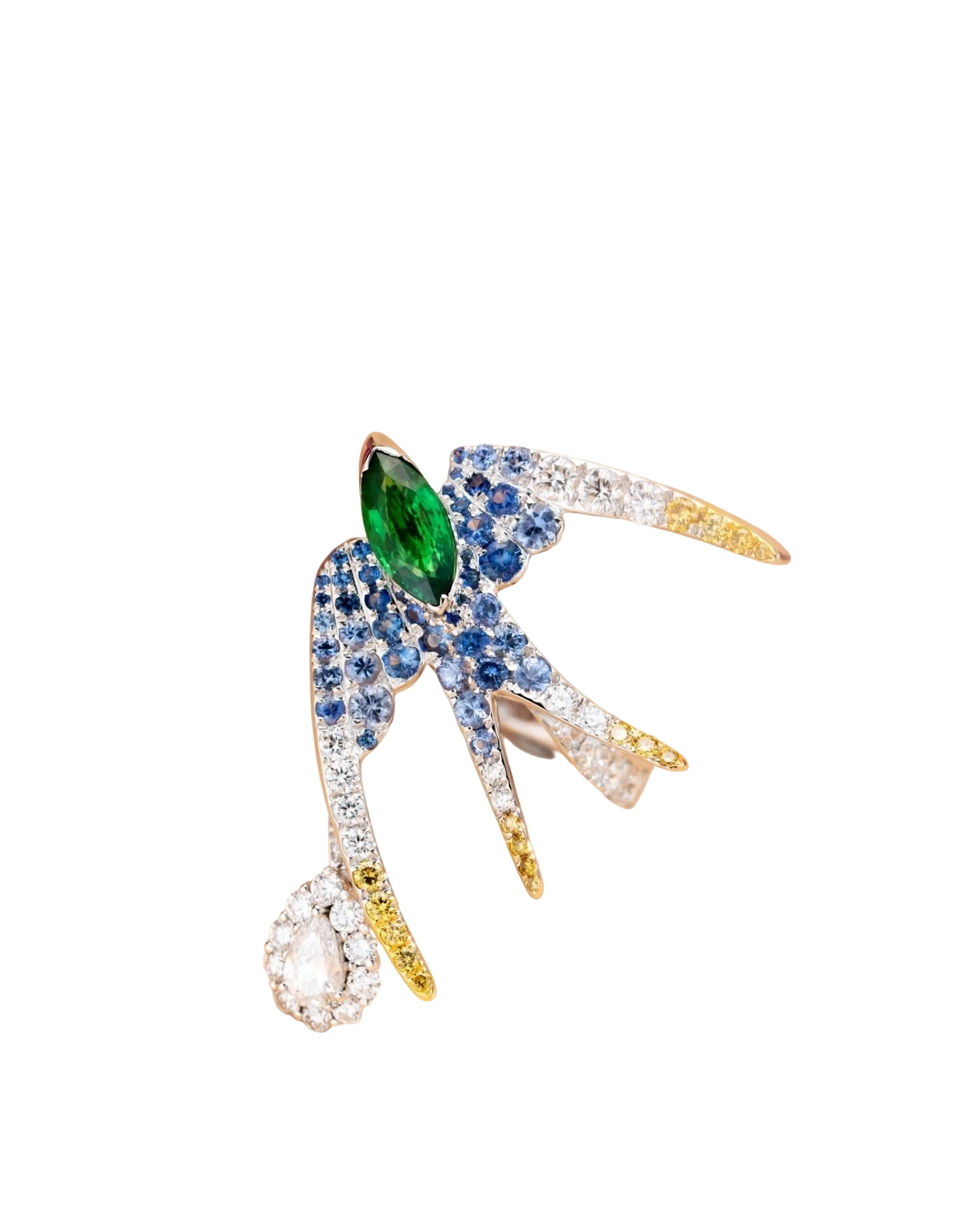 Tsavorite, Sapphire and Diamond Bird Ring · Jewellery · Vera Buy