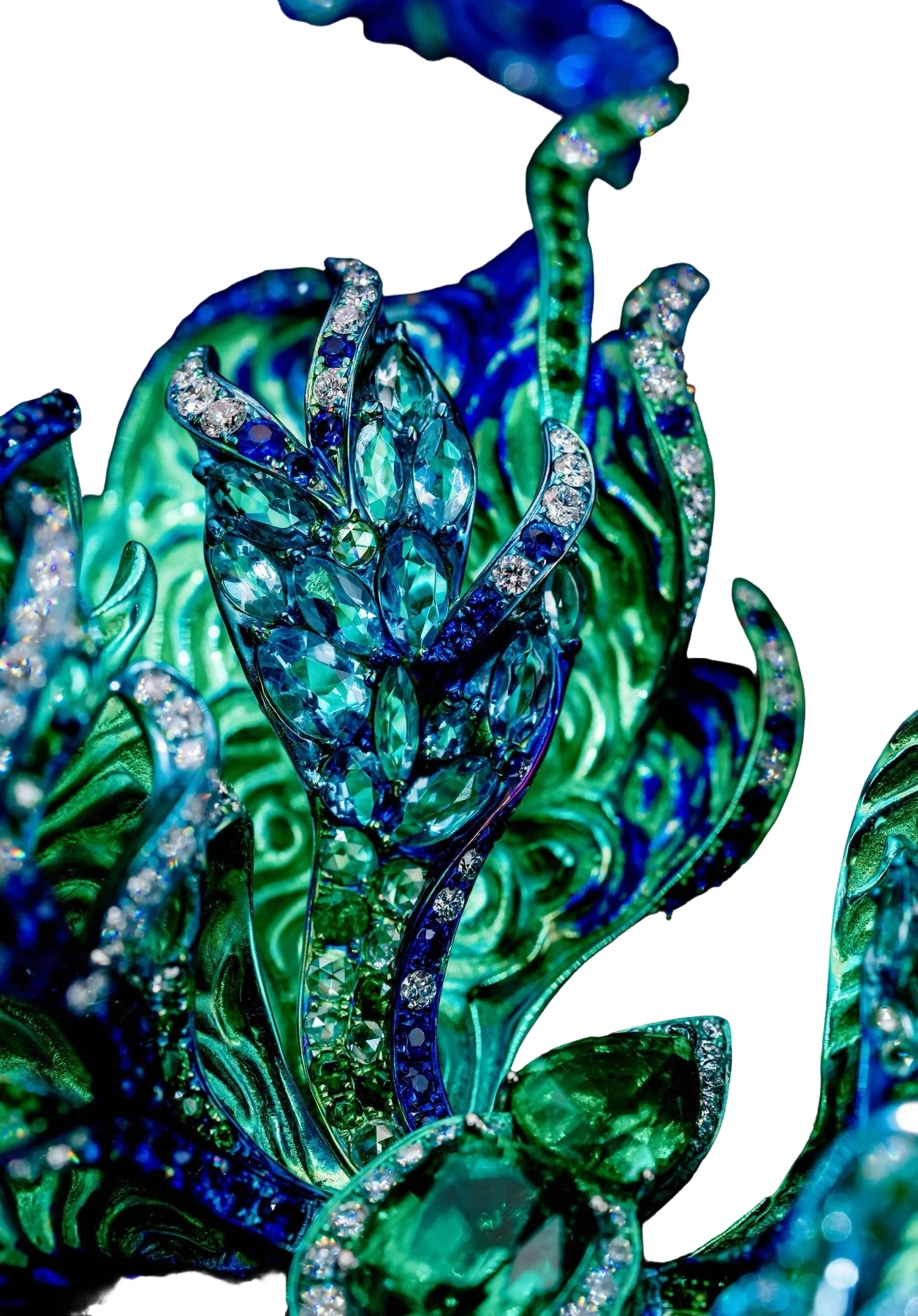 Titanium, Emerald and Multi-Gem Butterfly Brooch detail image 3 · Vera Buy