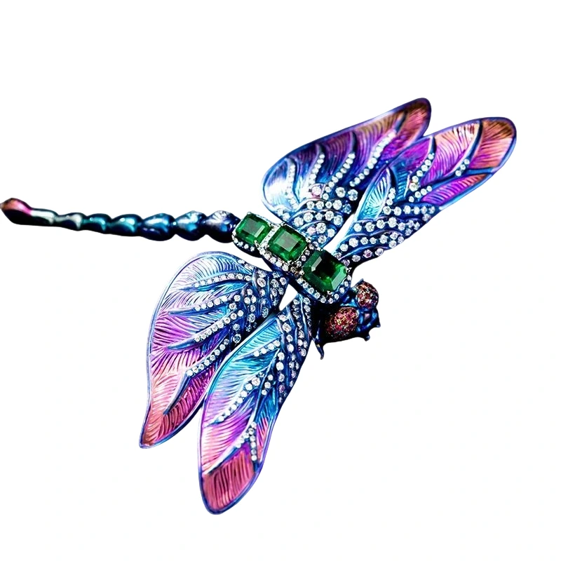 Emerald Dragonfly Brooch detail image 3 · Vera Buy