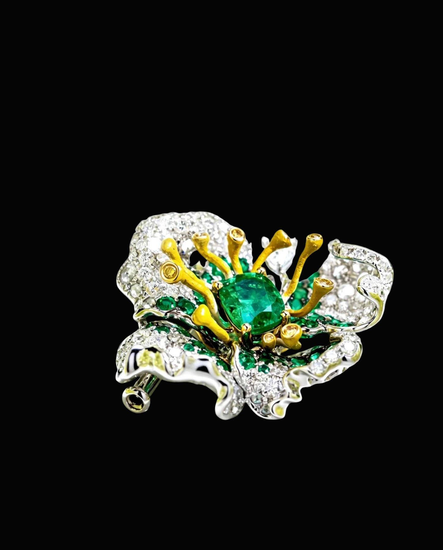 Emerald Floral Pendant-Brooch, Convertible Design · Jewellery · Vera Buy