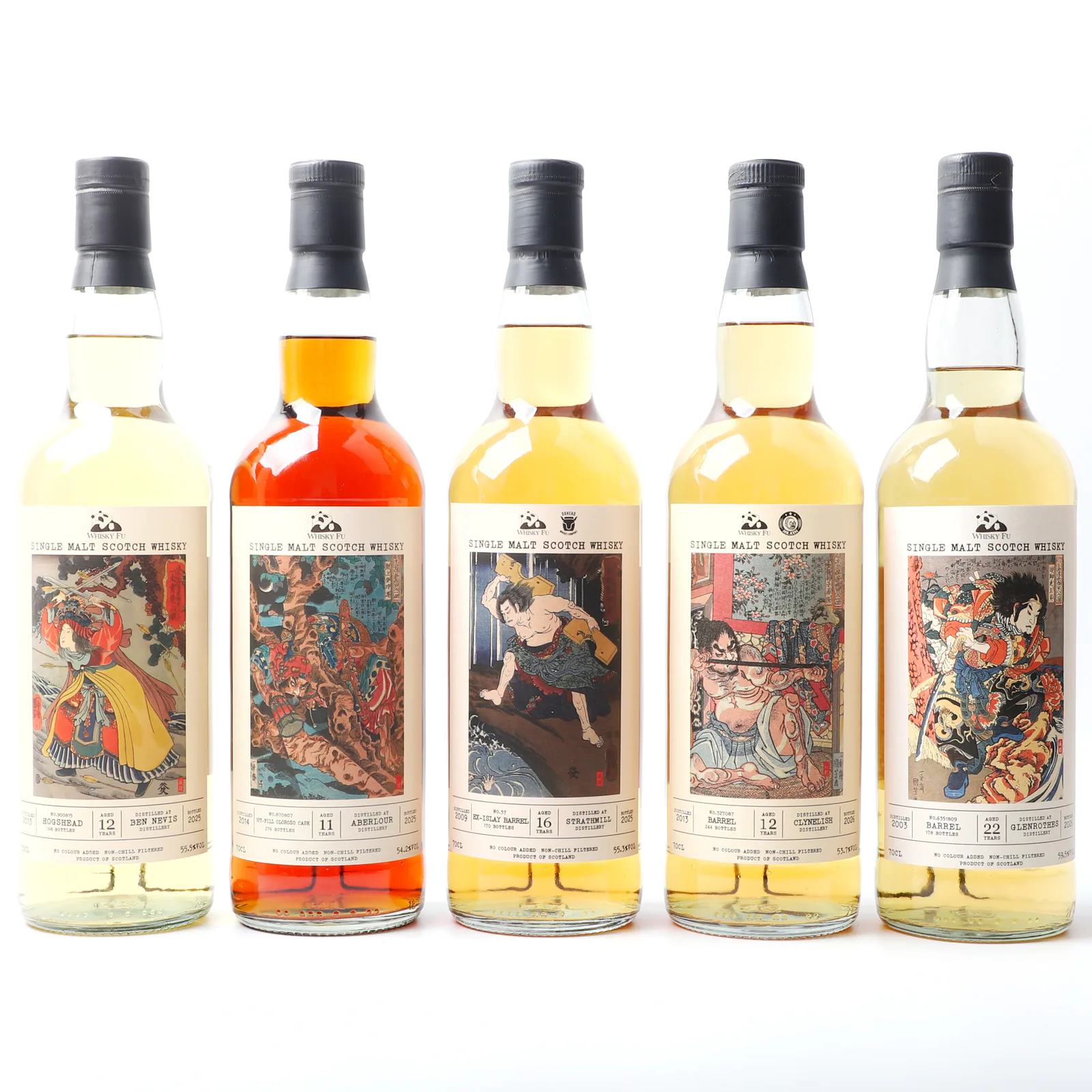 Whisky Fu Glenrothes 22-Year-Old / Ben Nevis 12-Year-Old / Clynelish 12-Year-Old / Strathmill 16-Year-Old / Aberlour 11-Year-Old 'Popular Water Margin Heroes: Earthly Fiends' Single Cask Single Malt Scotch Whisky, 5-Bottle Set detail image 6 · Vera Buy