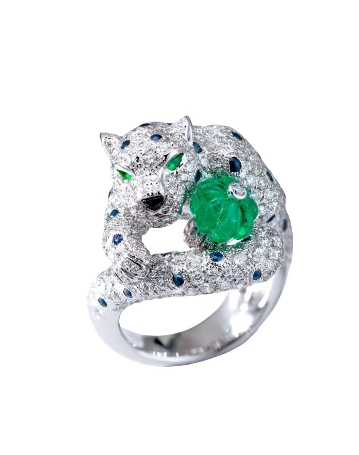 Emerald Pumpkin Bead Leopard Ring · Jewellery · Vera Buy
