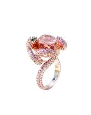 Cherry Blossom Pink Tourmaline Serpent Ring detail image 2 · Vera Buy
