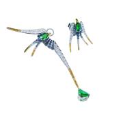 Tsavorite and Diamond Dragonfly Earrings detail image 1 · Vera Buy