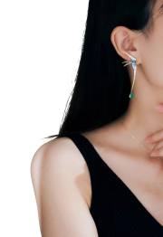 Tsavorite and Diamond Dragonfly Earrings detail image 3 · Vera Buy