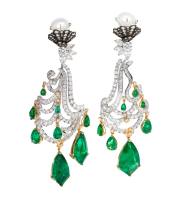 ANAISHA JEWELS Baroque-Style Emerald and Diamond Drop Earrings detail image 2 · Vera Buy