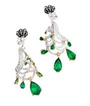ANAISHA JEWELS Baroque-Style Emerald and Diamond Drop Earrings detail image 3 · Vera Buy