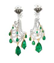 ANAISHA JEWELS Baroque-Style Emerald and Diamond Drop Earrings detail image 4 · Vera Buy