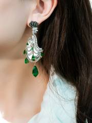 ANAISHA JEWELS Baroque-Style Emerald and Diamond Drop Earrings detail image 5 · Vera Buy