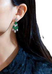 ANAISHA JEWELS Floral Emerald and Diamond Stud Earrings detail image 2 · Vera Buy