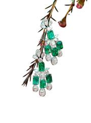 ANAISHA JEWELS Floral Emerald and Diamond Stud Earrings detail image 3 · Vera Buy