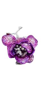 Artistic Jewelry: Burmese Unheated Ruby and Titanium Floral Brooch detail image 2 · Vera Buy