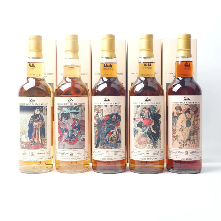 Whisky Fu Balvenie 36-Year-Old / Ledaig 22-Year-Old / Jura 21-Year-Old / Tomatin 16-Year-Old / Glenrothes 18-Year-Old 'Popular Water Margin Heroes: Heavenly Spirits' Single Cask Malt Whisky, 5-Bottle Set · Whisky · Vera Buy